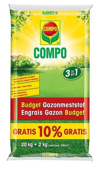 Brico Compo gazonmeststof Budget (250 m²) 22kg aanbieding
