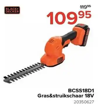 Euroshop Black + decker bcss18d1 gras+struikschaar 18v aanbieding