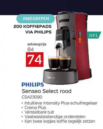 Selexion Philips Senseo Select Rood aanbieding