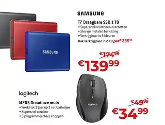 Exellent Samsung T7 Draagbare Ssd 1 Tb, Logitech Draadloze Muis aanbieding