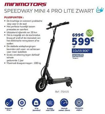 Auto5 Minimotors speedway mini 4 pro lite zwart aanbieding
