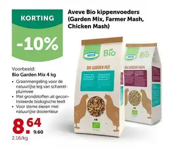 AVEVE Aveve Bio Kippenvoeders Garden Mix, Farmer Mash, Chicken Mash aanbieding