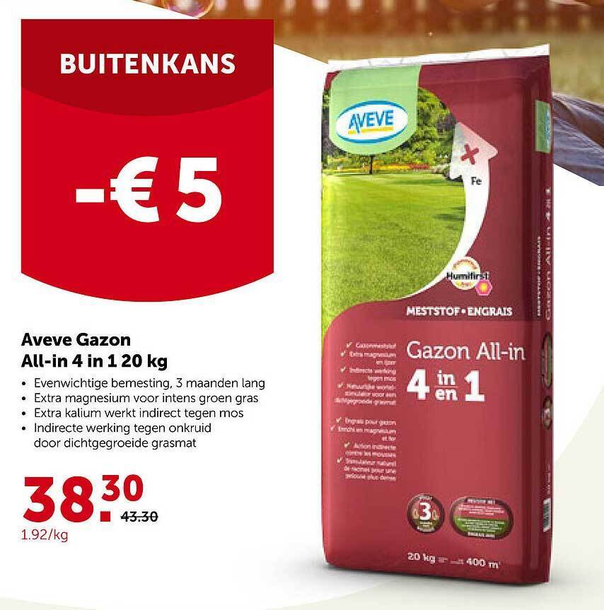 Aveve Gazon Allin 4 In 1 20 Kg promotie bij AVEVE