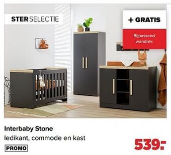 Baby-Dump Interbaby stone ledikant, commode en kast aanbieding