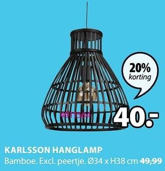 Jysk Karlsson hanglamp aanbieding