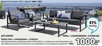 Jysk Vonge tafel + loungebank + 2 stoelen aanbieding