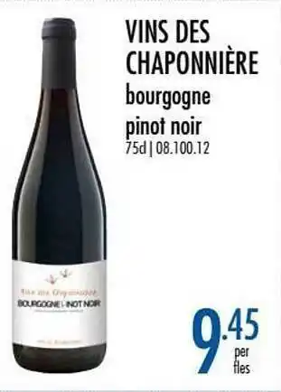 Horeca totaal Vins Des Champonniere Bourgogne Pinot Noir aanbieding