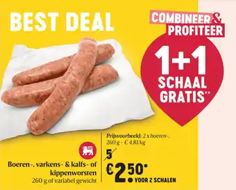 Boeren-, varkens- & kalfs- of kippenworsten