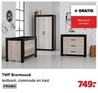 Baby-Dump Twf brentwood ledikant, commode en kast aanbieding