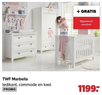 Baby-Dump Twf marbella ledikant, commode en kast aanbieding