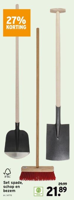 Set spade, schop en bezem