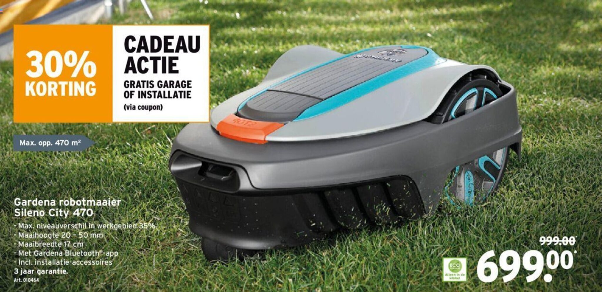 Gardena robotmaaier Sileno City 470 promotie bij GAMMA