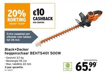 GAMMA Black + Decker heggenschaar BEHTS401 500W aanbieding
