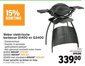 Weber elektrische barbecue Q1400 en Q2400