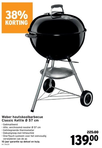 GAMMA Weber houtskoolbarbecue Classic Kettle 57cm aanbieding