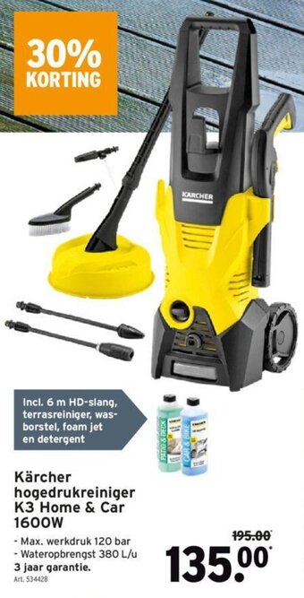 GAMMA Karcher hogedrukreiniger K3 Home & Car 1600W aanbieding