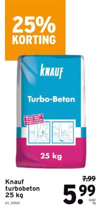 GAMMA Knauf turbobeton 25kg aanbieding