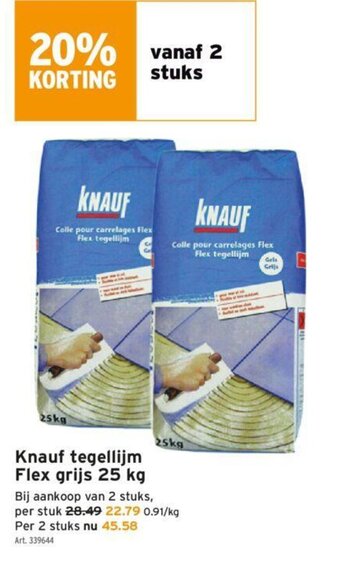 GAMMA Knauf tegellijm Flex grijs 25 kg aanbieding