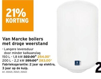 GAMMA Van Marcke boilers met droge weerstand aanbieding