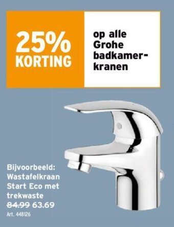 GAMMA Wastafelkraan Start Eco met trekwaste aanbieding