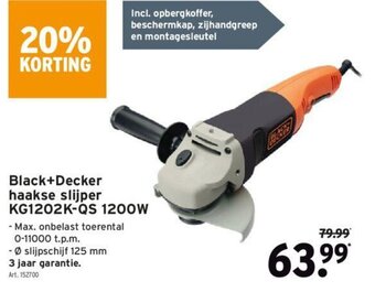 GAMMA Black+Decker haakse slijper KG1202K-QS 1200W aanbieding