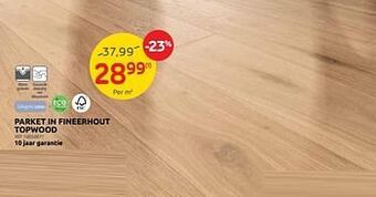 Brico Parket in fineerhout topwood aanbieding