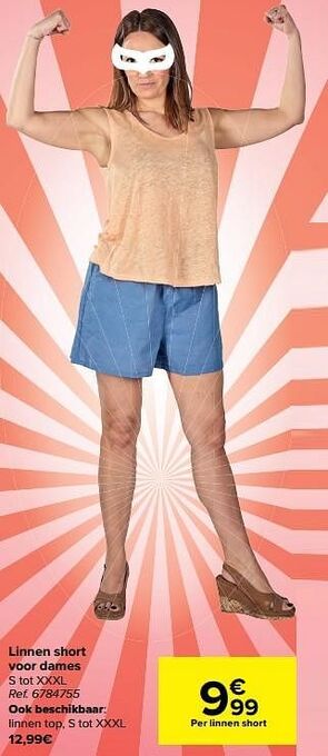 Carrefour Linnen short voor dames aanbieding