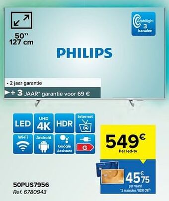 Carrefour Philips 50pus7956 aanbieding