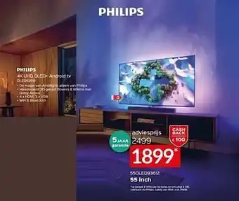 Selexion Philips 4k uhd oled+ android tv 55oled93612 aanbieding
