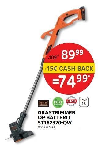 Brico Black+decker grastrimmer op batterij st182320-qw aanbieding