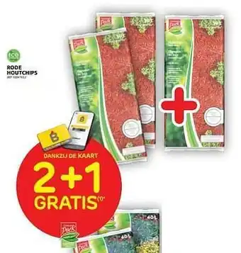 Rode houtchips 2+1 gratis