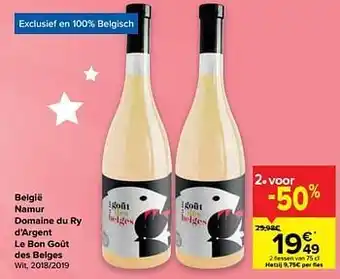 Carrefour België % namur domaine du ry d’argent le bon goût des belges wit aanbieding