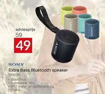 Selexion Sony extra bass bluetooth speaker sxb13b aanbieding