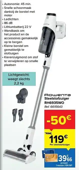 Carrefour Rowenta steelstofzuiger rh6935wo aanbieding