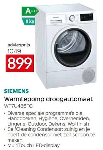 Selexion Siemens warmtepomp droogautomaat wt7u486fg aanbieding