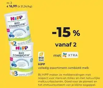 Bio Planet Hipp bio combiotik melk nr. 2 aanbieding