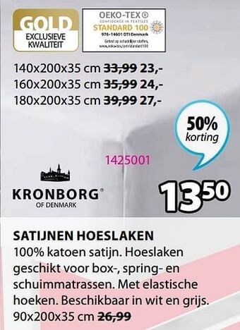 Jysk Satijnen hoeslaken aanbieding