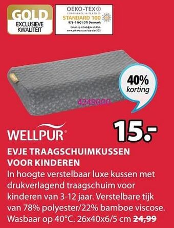 Jysk Evje traagschuimkussen voor kinderen aanbieding