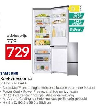 Selexion Samsung koel-vriescombi rb36t602dsaef aanbieding