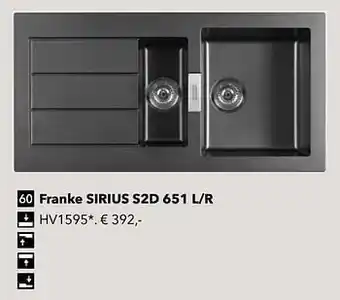 Spoelbak franke sirius s2d 651 l-r hv1595