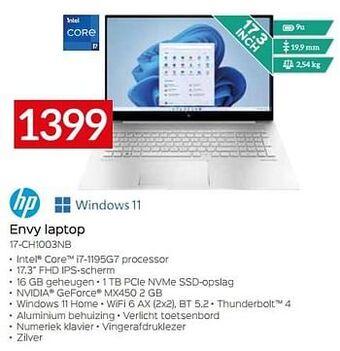 Selexion Hp envy laptop 17-ch1003nb aanbieding