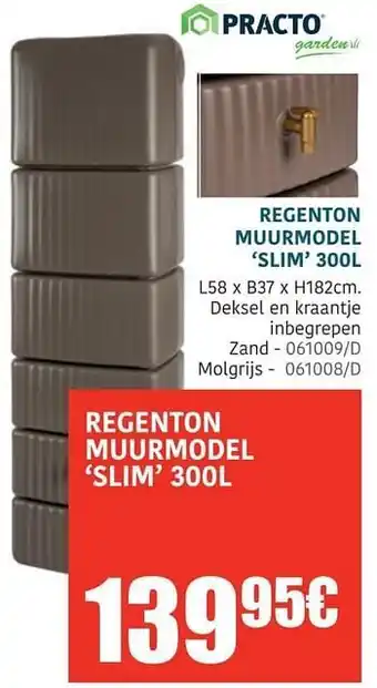 HandyHome Regenton muurmodel slim zand aanbieding