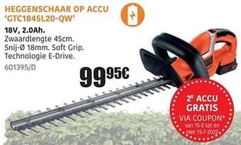 HandyHome Black + decker heggenschaar op accu gtc1845l20-qw aanbieding