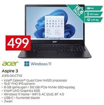 Selexion Acer aspire 3 a315-34-c7x5 aanbieding