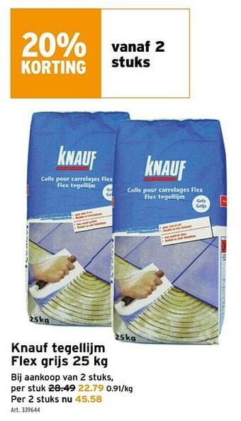 GAMMA Knauf tegellijm flex grijs aanbieding