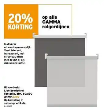 GAMMA Rolgordijn lichtdoorlatend lichtgrijs aanbieding