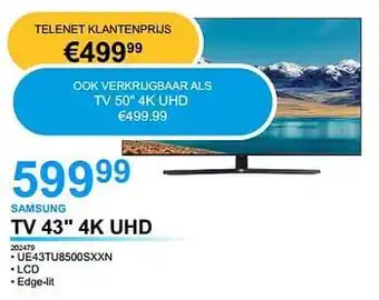 AUVA Samsung tv 43`` 4k uhd ue43tu8500sxxn aanbieding