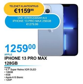 AUVA Apple iphone 13 pro max 128gb aanbieding