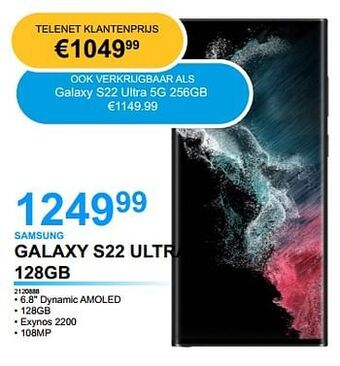 AUVA Samsung galaxy s22 ultra 5g 128gb aanbieding