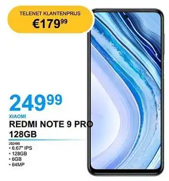 AUVA Xiaomi redmi note 9 pro 128gb aanbieding